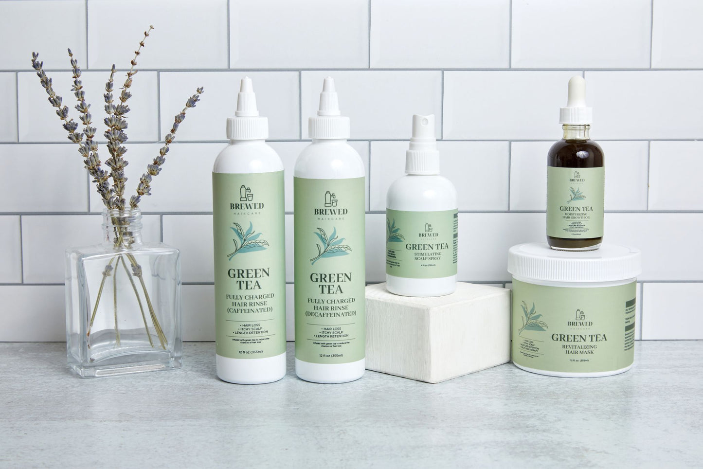 Green Tea Hair Growth & Rejuvenation Full Size Bundle Kit - Brewed Hair Care